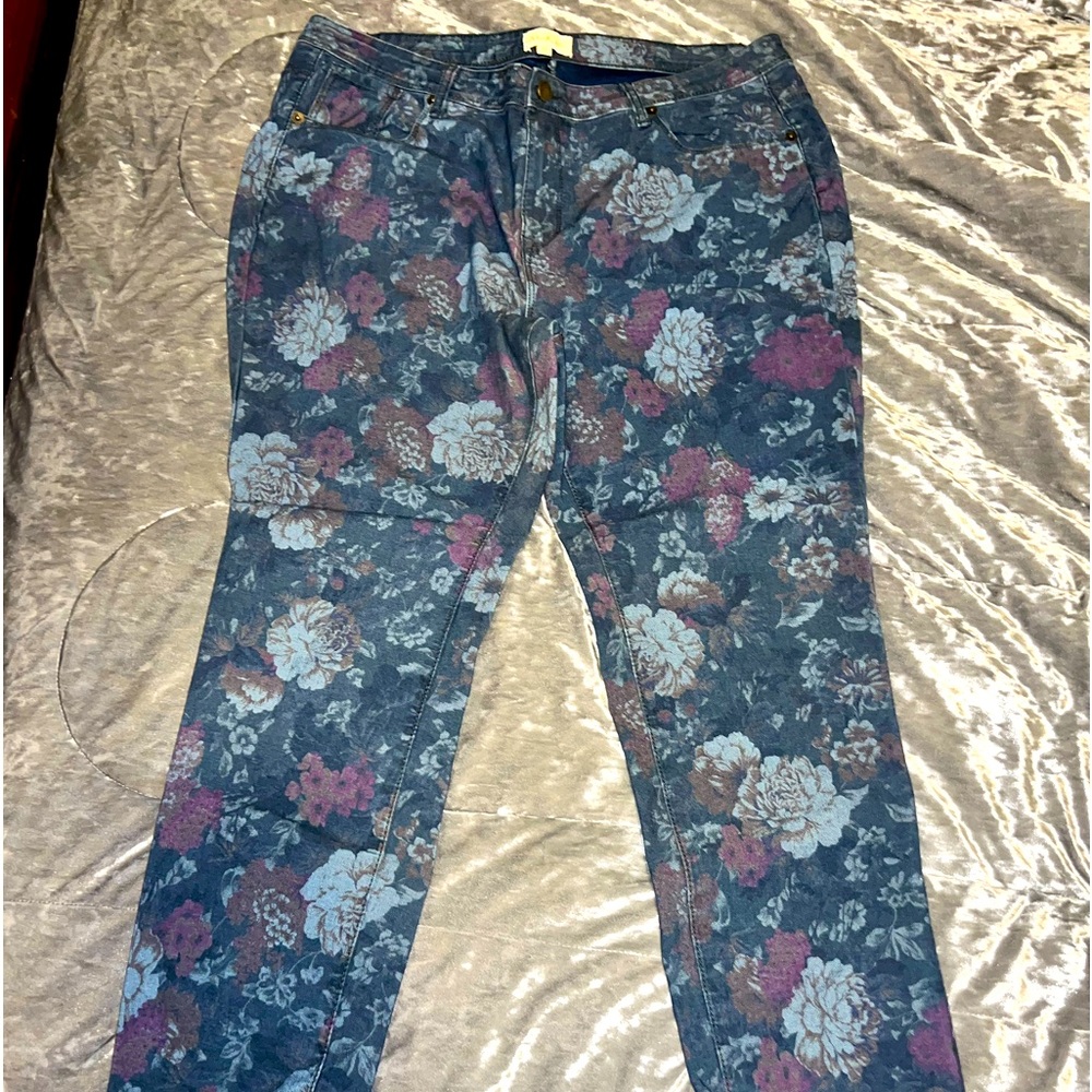 ModCloth size 2X Navy Blue Floral Jeans